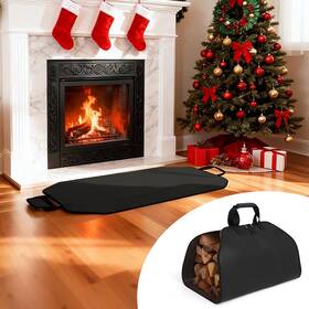 Fwb-01 Pawbose Fireproof Fireplace Mat Hearth Rug And Firewood Carrier Black