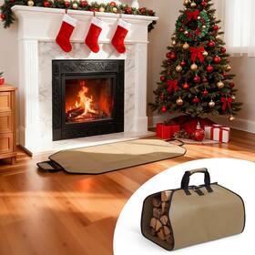 Fwb002 Pawbose Fireproof Fireplace Mat Hearth Rug And Firewood Carrier Bag