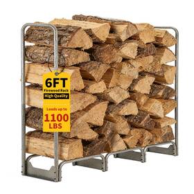 Peakpursuit 33w6gvrchtneb 6ft Firewood Rack With 600d Oxford Waterproof Cover Heavy Duty Indoor/outdoo