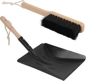 F23-219pm Permade Fireplace Ash Shovel And Brush Set Coal Hearth Black
