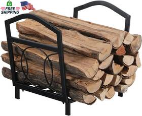 Phi Villa 313112355327 17 Inch Small Firewood Log Rack Indoor/outdoor Steel Wood Storage