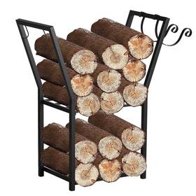 Rb-chj-002 Phwotan Firewood Rack For Indoor And Outdoor 2 Tier Fireplace Log Holder Wit