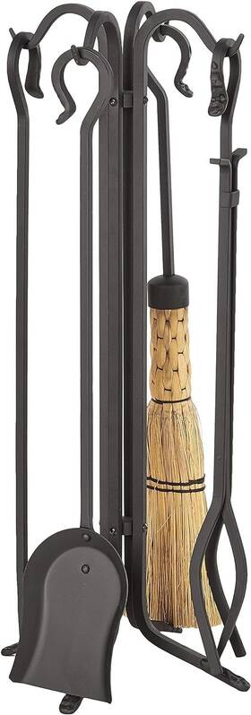 18003cb Pilgrim Home And Hearth Forged Iron Fireplace 28 Inch Warm Matte Black