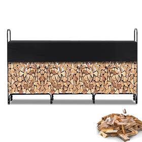 Pioneerworks 196336888990 12.5ft Outdoor Firewood Rack With Cover 3/4 Cord Of Heavy Duty Fir