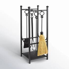 13409 Plow & Hearth And 12.5 Inch W X D Metal Log Rack With 4 Tools
