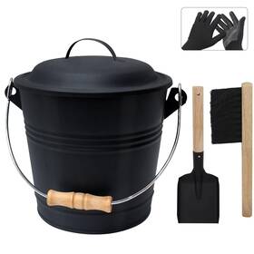 Ps552usyh Poofzy Ash Bucket With Lid Small Fireplace 1.3 Gallon Black