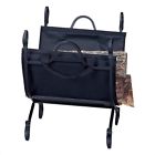 Pr-44365 Pemberly Row Black Log Holder With Canvas Carrier 680270390003