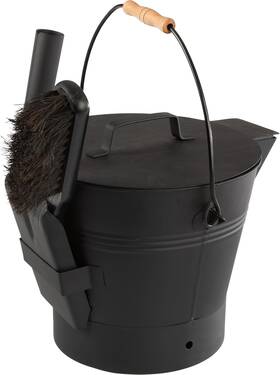 50-lg1457 Pure Garden Ash Bucket - Metal With Lid 2.11-gallon Broom Black