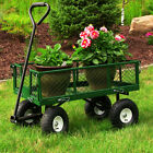 Qh-uc988-gn Sunnydaze Decor Green Utility Cart With Removable Folding 819804018988