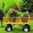 Qh-uc995-yw Sunnydaze Decor Yellow Utility Cart With Removable Folding 819804018995