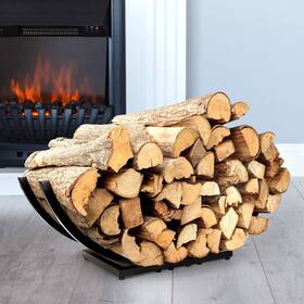 Qiang Ni 730637818357 Fireplace Wood Holder Indoor Curved Log Rack For Firewood - Fire S