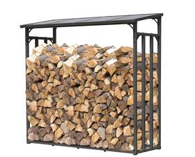 Quick Star 061869474681 Metal Firewood Rack Outdoor 4.7 X 2.3 Feet Anthracite Heavy Duty Logs