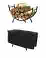 Qx48clr Qx48clr-c-combo Sunnydaze Outdoor 48 Curved Firewood Log Rack And Cover Combo By