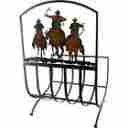 Ra8194 Rtc Western Rustic Indoor Fireplace Rack Log Holder For Fire Wood Metal Cowboy Rider 698497081949