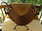 Rack Brown Wrought Suede Leather Iron Black Log Carrier Holder