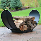 Rcm-lg707-blk Sunnydaze Decor Curved Black Steel Outdoor Firewood Log 819271024529