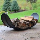 Rcm-lg707-l-blk Sunnydaze Decor Curved Black Steel Outdoor Firewood Log 819271024536