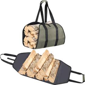 Lc1120 Shappy Waxed Canvas Firewood Log Carrier Tote Bag 41 Inch X18 - Durable Fireplace Wood Hold