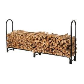 Shelter 020729504481 Firewood Storage Log Rack 96 Inch Tubular Steel Black Powder-coated Finish
