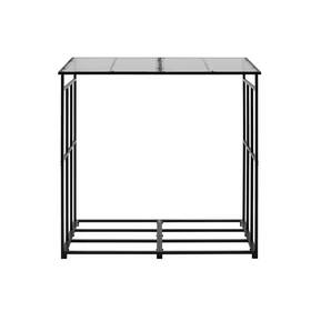4-cord Siavonce 313111996941 4 Ft. Firewood Rack With Sloped Roof Holds 1/4-cord 660 Lbs. Durable Powder