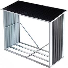 Siavonce 445006717799 70.9 Inch Metal Storage Shed Log Holder With Roof Firewood Rack For Backyard Ga