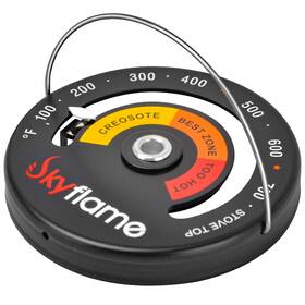 Sk-qd0175-bk1 Skyflame Magnetic Top Thermometer Wood Stove Temperature Meter With Black