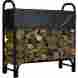 Slbcfr45235 New Outdoor Firewood Holder Rack 4ft Black Steel Frame Wood Log Storage Cover