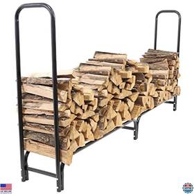 B00ozstuay Stanley 8-foot Firewood Log Rack - Indoor/outdoor Black Steel Storage Holder