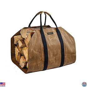 B01dtl94lw Stanley Heavy Duty Waxed Canvas Firewood Carrier Bag With Handles - Tan Log Tote