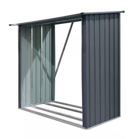 Storhaus 313108478481 7 Ft. W X 2 D Outdoor Steel Firewood Rack Metal Storage Shed For O