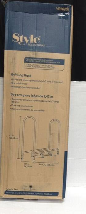 4976282 Style Selections 8 Foot Steel Half Cord Firewood Outdoor Rack Holder Storage