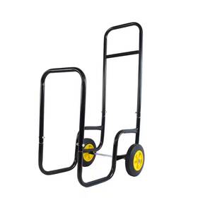 Sudzendf 445024476401 Black Steel Firewood Log Cart Carrier Rolling Wheeled Metal Dolly Hauler