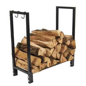 Sunnydaze 313103544594 30 Inch Black Steel Firewood Log Rack And Cover Combo