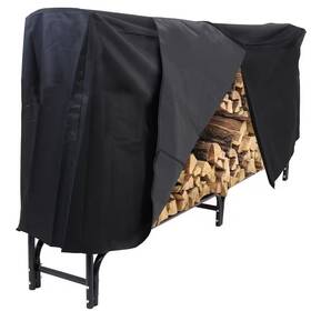 Sunnydaze 445003270280 8 Ft. Firewood Log Rack And Cover In Black