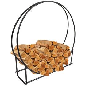 Cft-734 Sunnydaze Decor 40 In Black Powder-coated Iron Firewood Log Hoop Rack By