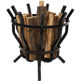 Qx-182 Sunnydaze Decor 23 In Powder-coated Steel Modern Fluted Firewood Log Rack Holder By