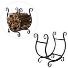 Tb-hom1077blk Mygift Scrollwork Firewood Rack Freestanding Fireside Log Storage Holder Black