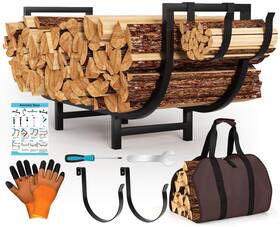 Te4054 Tetutor 35 Inch Firewood Rack Indoor Outdoor With Carrier Metal Small Indoo
