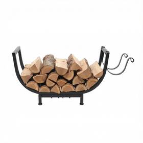 Thornfield 753532569940 24.5 Inch Curved Firewood Rack Indoor Outdoor Durable Log Holder With Hook