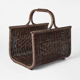 89638779 Threshold Designed W/studio Mcgee Rattan Log Holder Firewood Carrier Dark Brown - With