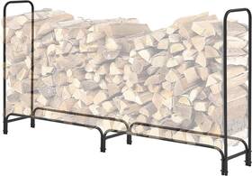 Timee 079902231775 8ft Steel Firewood Storage Rack Heavy Duty Outdoor Log Holder Black