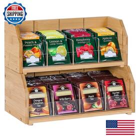 B0b9ytpr5s Tiopghad 2-layer Stackable Bamboo Tea Bag Organizer Storage Box Holder