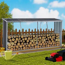 Toolcat 445013145172 10.8 Ft. W. X 2.6 D Firewood Rack Log Holder With Roof Storage Garden