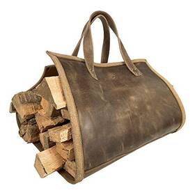 Toolshed Hide 840186412330 Rustic Firewood Carrier With Handles Foldable Log Bag Fireplace Wood Stov