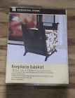 Tote Fireplace Black Matt Carrier Basket Wood