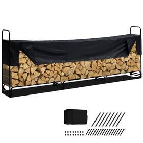 Towallmark 196336889034 Outdoor Firewood Rack With Cover 12.3ft 3/4 Cord Of Heavy Duty Fir