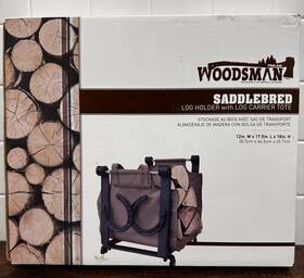 Lgr-hwt001wm Trilink Woodsman Saddlebred Indoor Log Holder With Carrier Tote Horseshoe Design