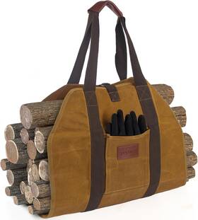 Chd01 Tuowei Newest Waxed Canvas Firewood Carrier - Sturdy Heavy Duty Log For Firewoo