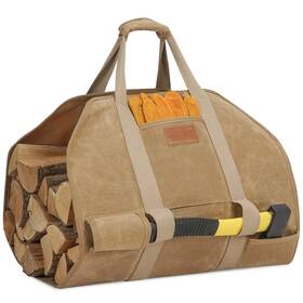 Twentynext 974454460519 Firewood Log Carrier Waxed Canvas Tote Bag With Handles Heavy Duty