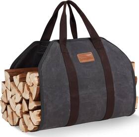 Tpf21-157-grey Twentynext Firewood Log Carrier Waxed Canvas Tote Bag With Handles Heavy Grey